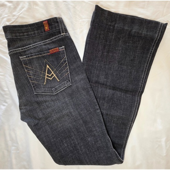 7 For All Mankind Denim - 7 For All Mankind A Pocket Jeans Stretch Womens 30 Low Rise Black Boot USA Made